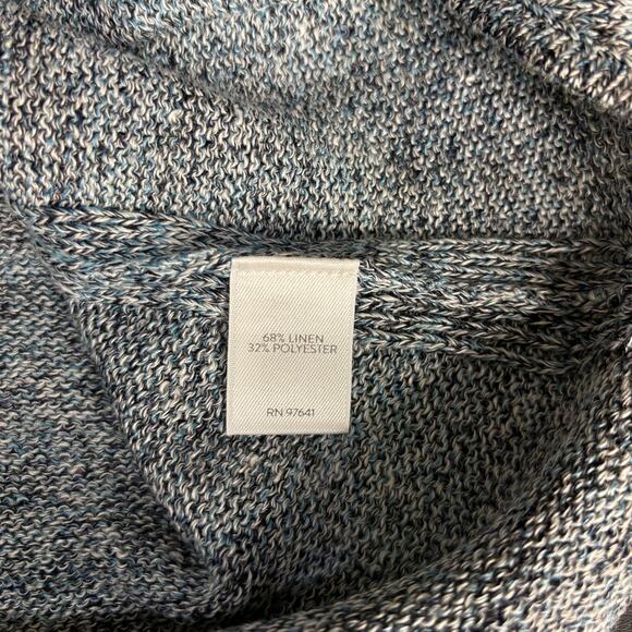 J. Jill PureJill Linen Blend Marled Lightweight Sweater in Navy Square Pocket M - Picture 9 of 9
